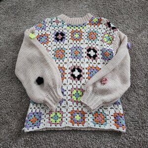 Listicle Granny Square Flower Sweater